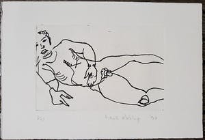 Hans Abbing - Liggend naakt, droge naald ets kopen? Bied vanaf 1!