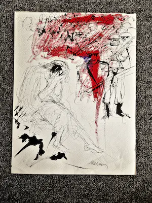 Jacques Pecnard - Fraaie expressionistische gemengde techniek ""La folie de la guerre" gesigneerd kopen? Bied vanaf 1!