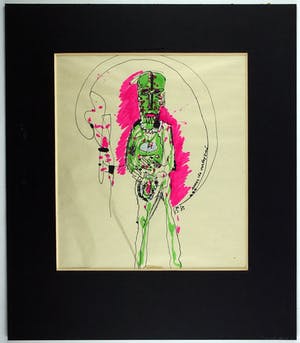 Gerard Grassere - ingekleurde pentekening "Mars de Oorloggod" 1985, 19x22cm excl pp kopen? Bied vanaf 25!