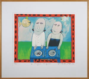 Wouter Stips - Zeefdruk, Le pique nique - Ingelijst kopen? Bied vanaf 50!