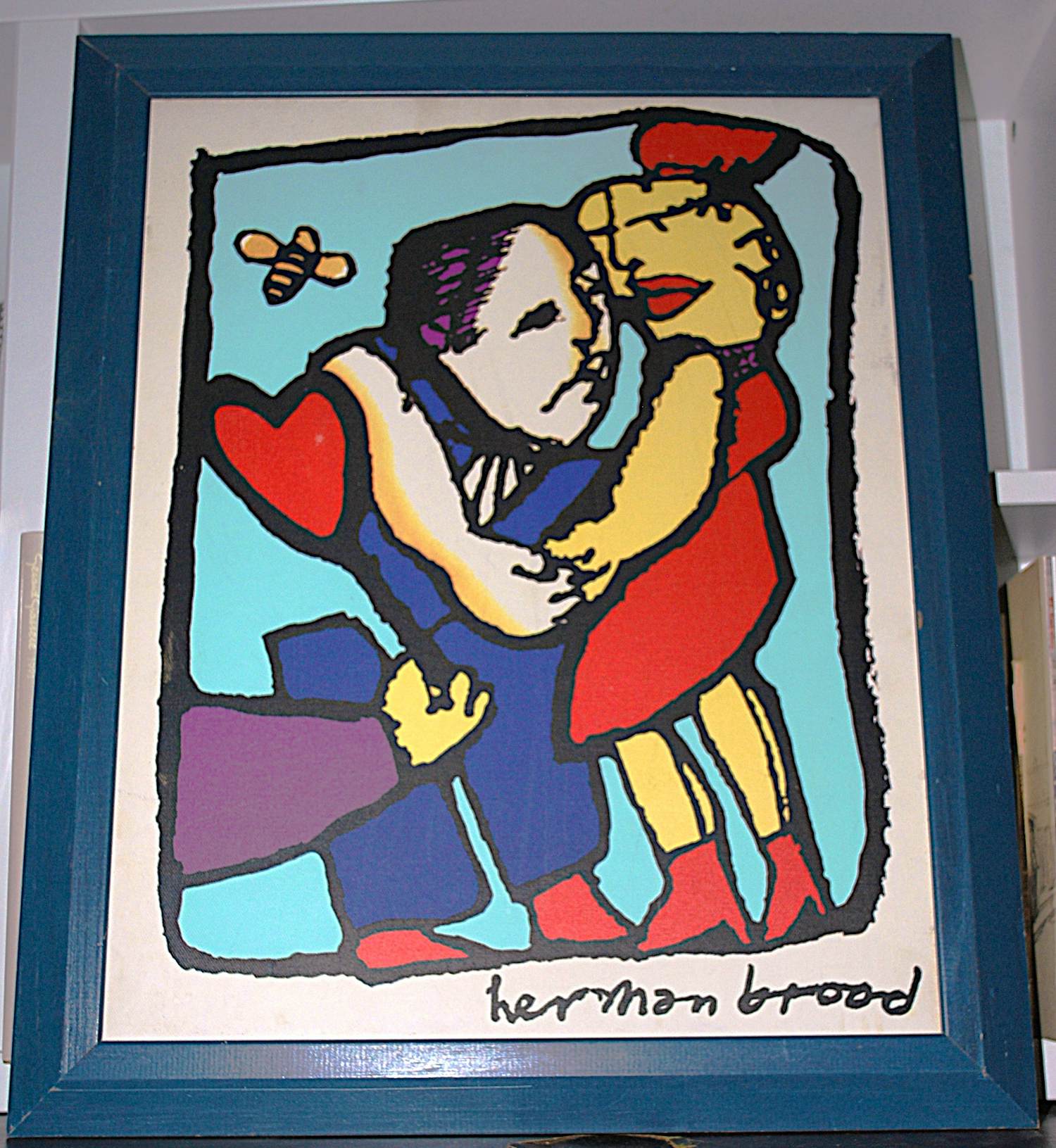 Herman Brood - " Love You " - ingelijste zeefdruk op canvas spieraam & parfumflesje verkocht voor € 125!