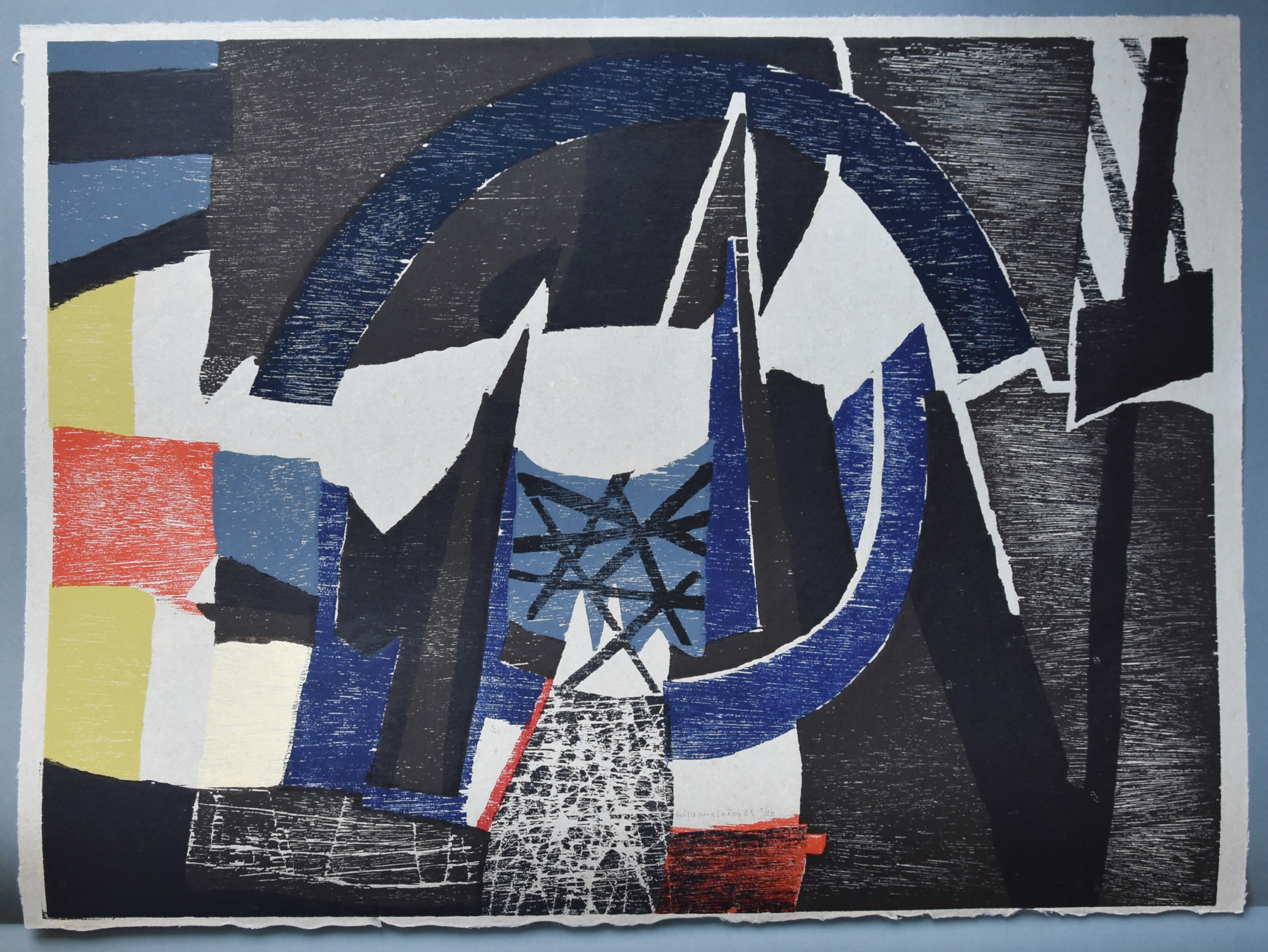 Guillaume Le Roy - # COMPOSITIE # groot formaat houtsnede, 1983, mint kopen? Bied vanaf 175!