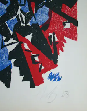 Ernst Wilhelm Nay - Abstracte compositie - 1953 - Houtsnede, handgesigneerd en gedateerd kopen? Bied vanaf 180!