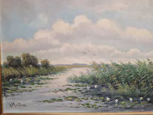 Dicky van Ierssel-Rogmans - Waterlandschap met Waterlelies kopen? Bied vanaf 50!