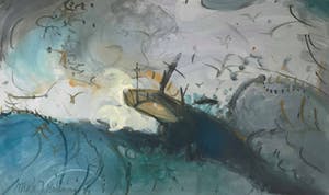 Niek Molenaar - Storm 1984 - gouache (ingelijst) + boek Op zoek naar de grot kopen? Bied vanaf 110!