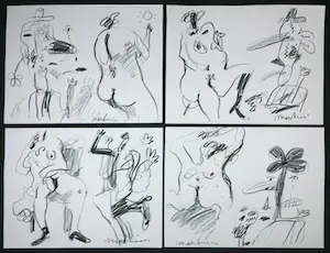 Anton Martineau - Lot van 5 unieke werken op papier! kopen? Bied vanaf 1!