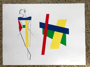 Bob Bonies - & Frans Molenaar: Abstracte compositie - Modeontwerp 2x handgesigneerd 1989 verkocht voor € 100!