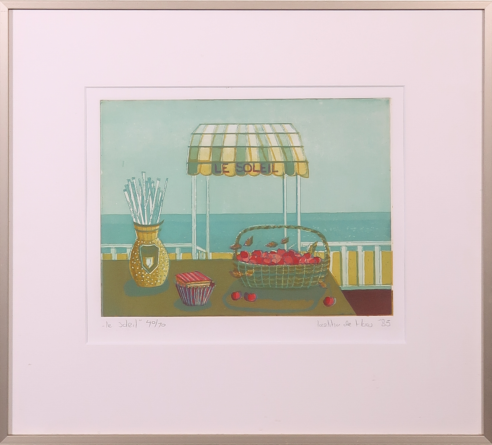 Laetitia de Haas - Ets en aquatint, Le soleil - Ingelijst verkocht voor € 35!