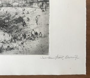 Louis Peeters - Origineel gesigneerde ets - 'Sint Anna strand Antwerpen' kopen? Bied vanaf 1!