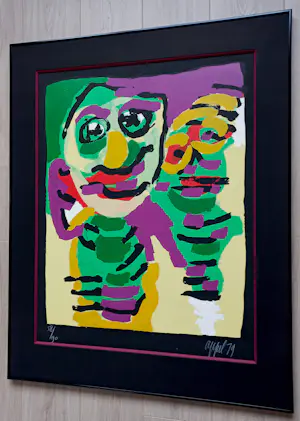 Karel Appel - Zwarte rand, zeefdruk (mooi ingelijst, groot) kopen? Bied vanaf 1600!