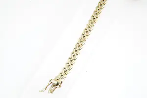 NV(54) - Mooie 14 karaats geel-gouden dames armband met dubbele scroll schakel kopen? Bied vanaf 680!