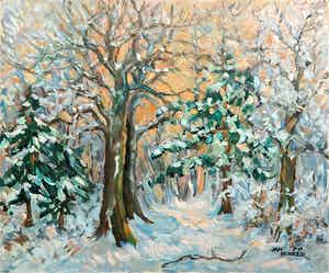 Jan Dekker - Olieverf op hardboard, Winterboom verkocht voor € 1!