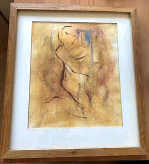 Nick Seijkens - Prachtig modern gesigneerd werk - " Naakt " gemengde techniek verkocht voor € 65!