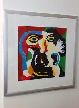 Karel Appel - Kijk naar mij (mooi gelijst) verkocht voor € 1250!