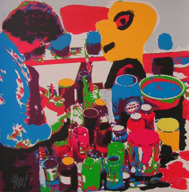 Karel Appel - Karel Appel - zeefdruk - het gele hoofd - E/A exemplaar verkocht voor € 1!