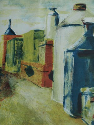 Jeroen Hermkens - Ingelijste litho , “Blikken stad” – 1992 kopen? Bied vanaf 1!