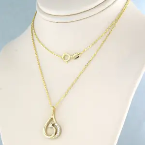 14k geelgouden collier met briljant geslepen diamant 0.08ct - 45 cm kopen? Bied vanaf 220!