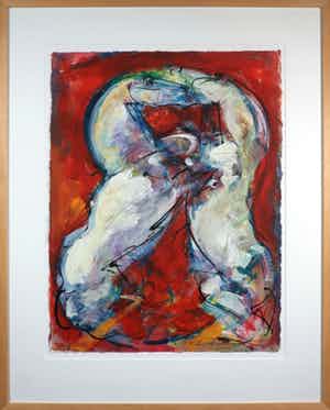 Frits van Eeden - Gemengde techniek op papier, Horses - Ingelijst (Groot) verkocht voor € 100!