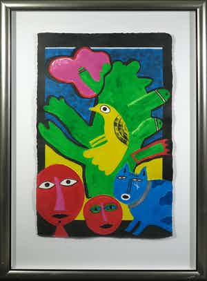 Corneille - Aquagravure, Fenêtre ouvert sur Baobab - Ingelijst (Zeer groot) verkocht voor € 600!