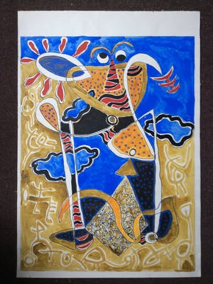 Niet of onleesbaar gesigneerd - Gemengde techniek op papier - hand gesigneerd kopen? Bied vanaf 1!