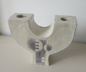 Niet of onleesbaar gesigneerd - XL Raku Keramische Dubbele Kandelaar met Brutalistische decoratie kopen? Bied vanaf 1!