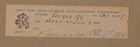 Gerbrand Volger - Naaktstudie 3 - 1975 - Pastelkrijt op papier - gesigneerd m.o. - BKR Amsterdam kopen? Bied vanaf 10!