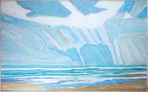 Paul Overhaus - Acryl op doek, Juni avond - Ingelijst (Groot) verkocht voor € 140!