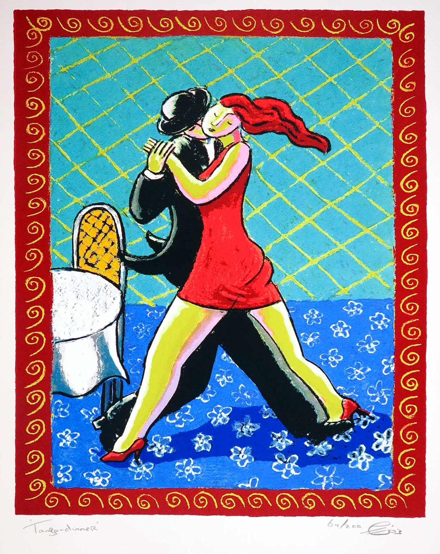 Jacques Tange - Zeefdruk, Tango-dinner verkocht voor € 1!