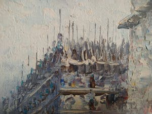 Niet of onleesbaar gesigneerd - Parijs' stadsgezicht - olieverf op canvas, ingelijst kopen? Bied vanaf 1!