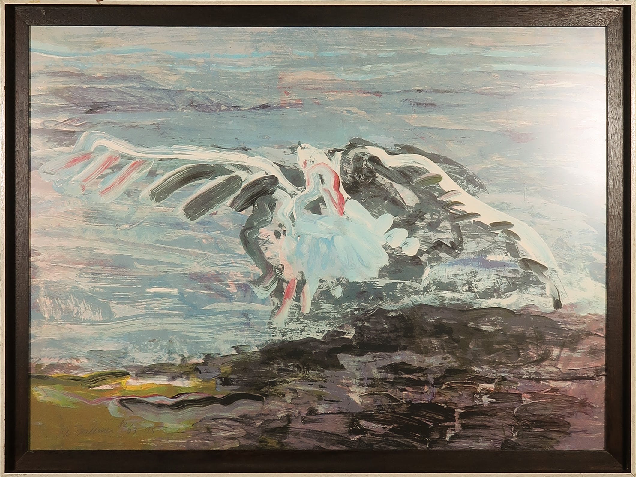 Kees van Bohemen - Litho, Meeuw - Ingelijst verkocht voor € 1!