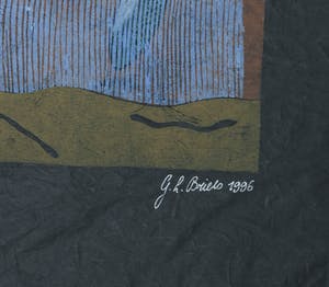 Geertje Briels - Houtdruk op geschept papier, Regendans kopen? Bied vanaf 1!