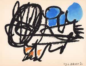 Ernst Vijlbrief - gemengde techniek, 1961, 'Spel en Nederlaag' verkocht voor € 59!