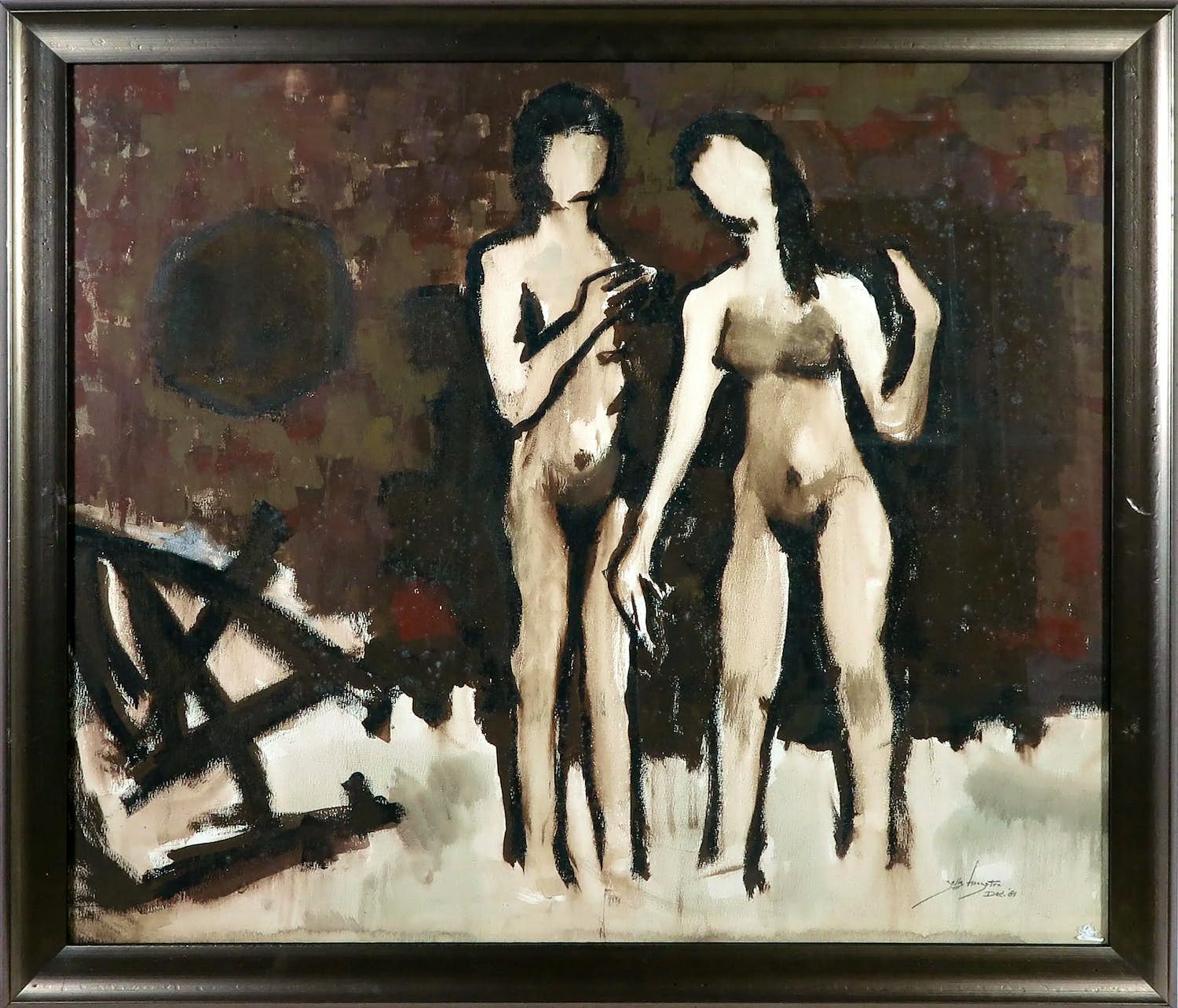 Jelle Hoogstra - Aquarel, Man en vrouw - Ingelijst kopen? Bied vanaf 1!