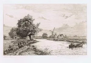 Felix Cogen - Vue sur les bords de la Lys dans les environs de Gand kopen? Bied vanaf 30!
