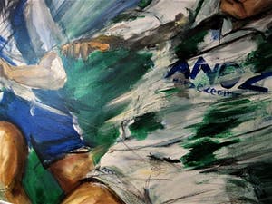Anke Peddemors - FC Groningen 25 jaar (1996) - Acrylverf schilderij, Groot kopen? Bied vanaf 85!