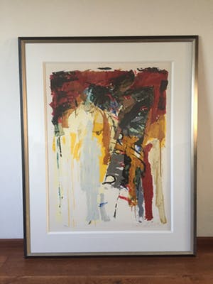 Richard Smeets - Abstracte compositie, zeefdruk (prachtig ingelijst, groot!) Grafiek Handgesignee kopen? Bied vanaf 200!
