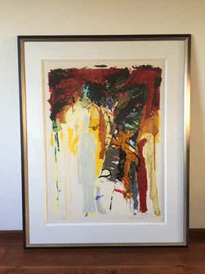 Richard Smeets - Abstracte compositie, zeefdruk (prachtig ingelijst, groot!) Grafiek Handgesignee verkocht voor € 200!