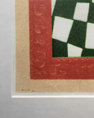 JCJ VANDERHEYDEN - fraaie zeefdruk ‘checkerboard’ - ingelijst kopen? Bied vanaf 385!