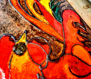 Ruscha - Wandbild Keramikplatte Bunter Hahn Handbemalt aus den 60er/70er Jahren kopen? Bied vanaf 89!