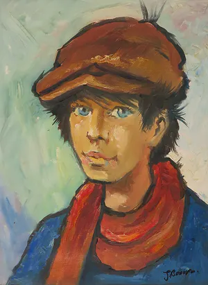 Jan Beaufort - Olieverf op doek, Portret van een jongen kopen? Bied vanaf 1!