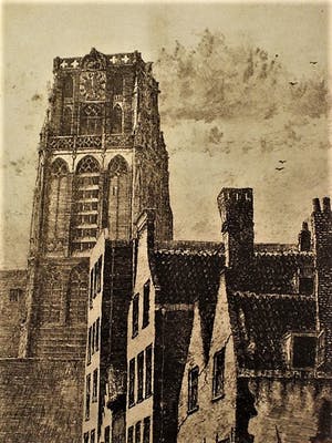 Niet of onleesbaar gesigneerd - Droge Naald Ets - Rotterdam Laurenskerk - omstreeks 1920 - gesigneerd kopen? Bied vanaf 1!