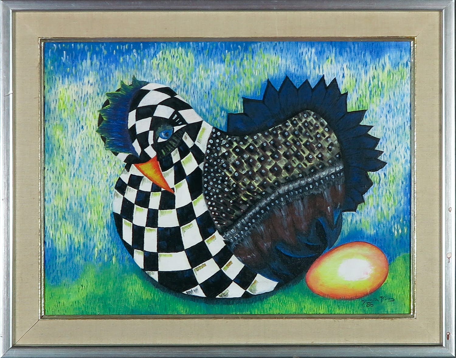 Niet of onleesbaar gesigneerd - Olieverf op doek, The hen and the egg - Ingelijst kopen? Bied vanaf 1!