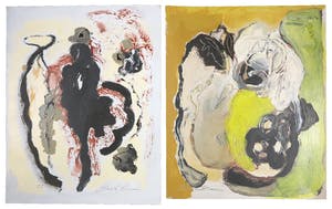 Bert Braam - Gemengde techniek op karton, Lot van twee abstracte composities kopen? Bied vanaf 1!