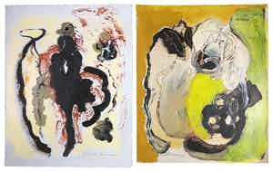 Bert Braam - Gemengde techniek op karton, Lot van twee abstracte composities verkocht voor € 1!