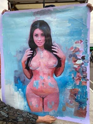 Peter Klashorst - Acrylverf op doek , “Naakt” – GROOT - 2017 – 122 x 94 cm kopen? Bied vanaf 350!