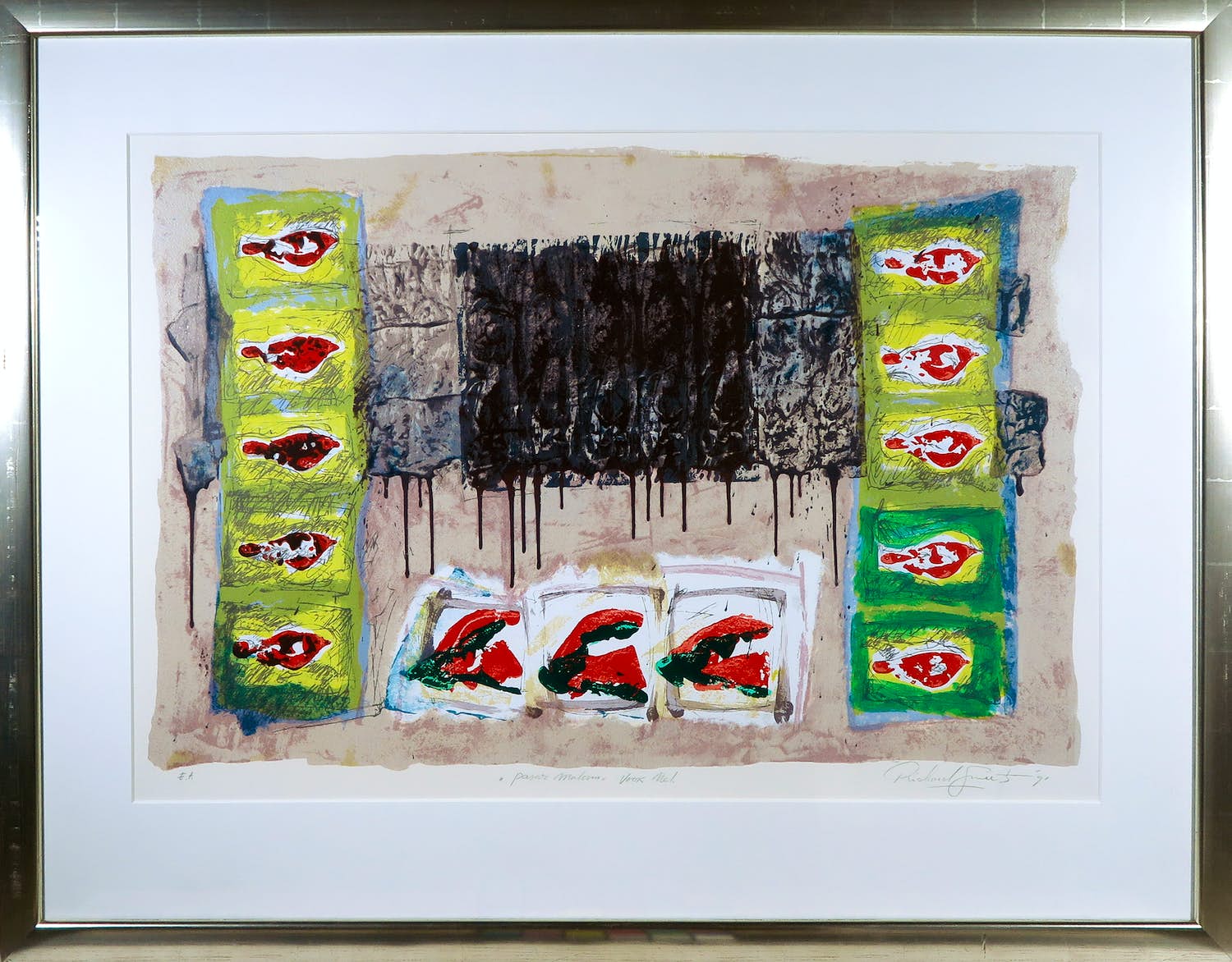 Richard Smeets - Zeefdruk, Pasar Malam - Ingelijst (Groot) verkocht voor € 50!