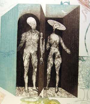 Dan Erceanu - Two souls connected - Ingekleurde ets verkocht voor € 49!