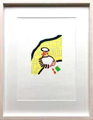 Roger Raveel - kleuren houtsnede ‘Thuis’ -1999 - Romeins genummerd - nieuwe lijst. verkocht voor € 675!