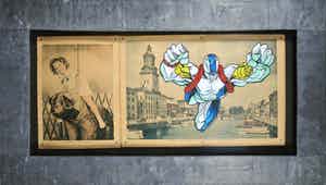 Jan Bollaert - Acryl op papier, Shirley Temple saved - Ingelijst (Groot) verkocht voor € 50!