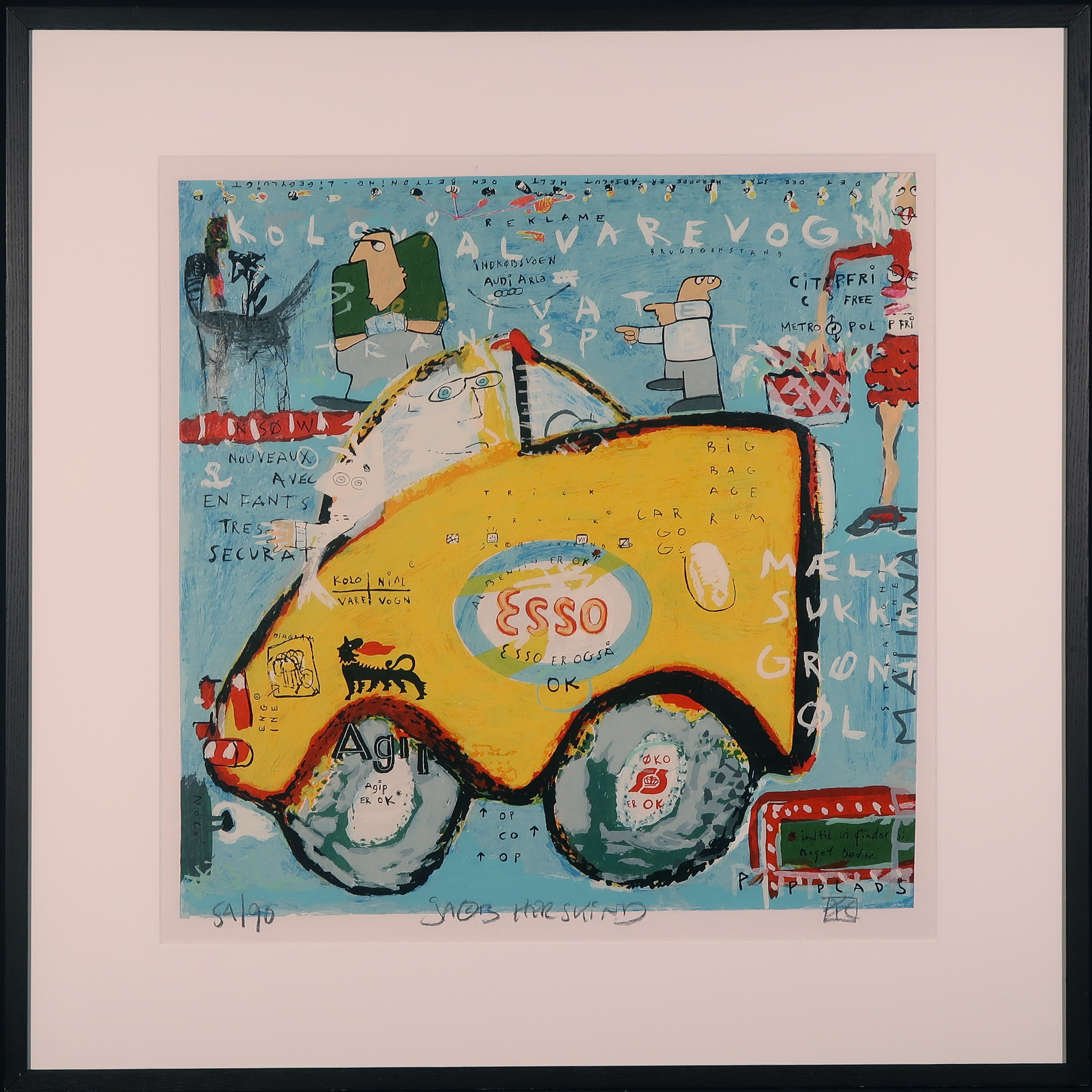 Jacob Herskind - Zeefdruk, Esso - Ingelijst kopen? Bied vanaf 50!